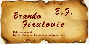 Branko Firulović vizit kartica